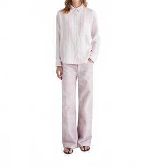 NEW MASSCOB tonal striped cotton gauze top in lavender